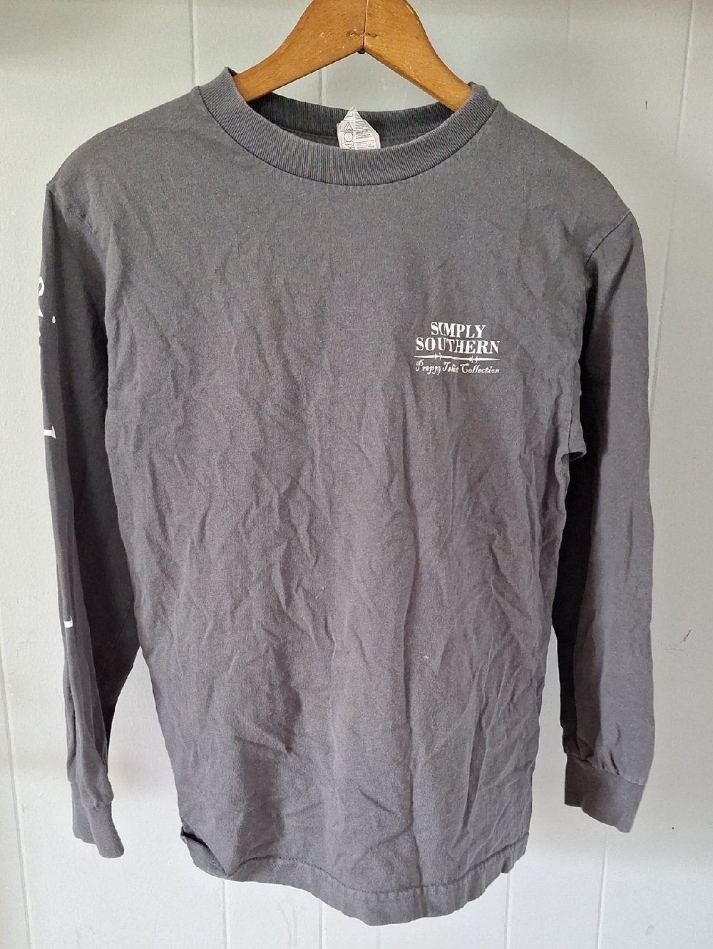 Simply Southern Charcoal Gray Long Sleeve Tee with Chest Logo